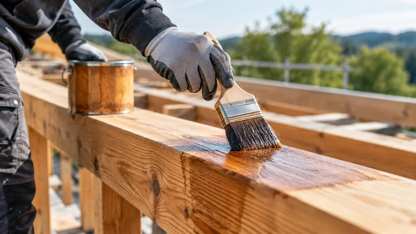 Schutzbehandlung einer Holzkonstruktion